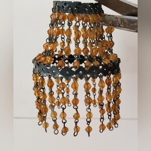 Tiny Beaded Shade, Antique, Amber Beads